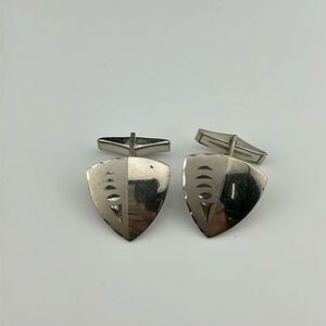 Sterling silver shield cuff links